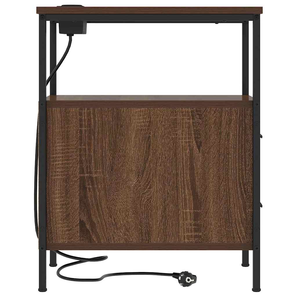 vidaXL Κομοδίνο 2 pcs Καφέ δρυς 30 x 48 x 61 εκ Επεξεργασμένο ξύλο