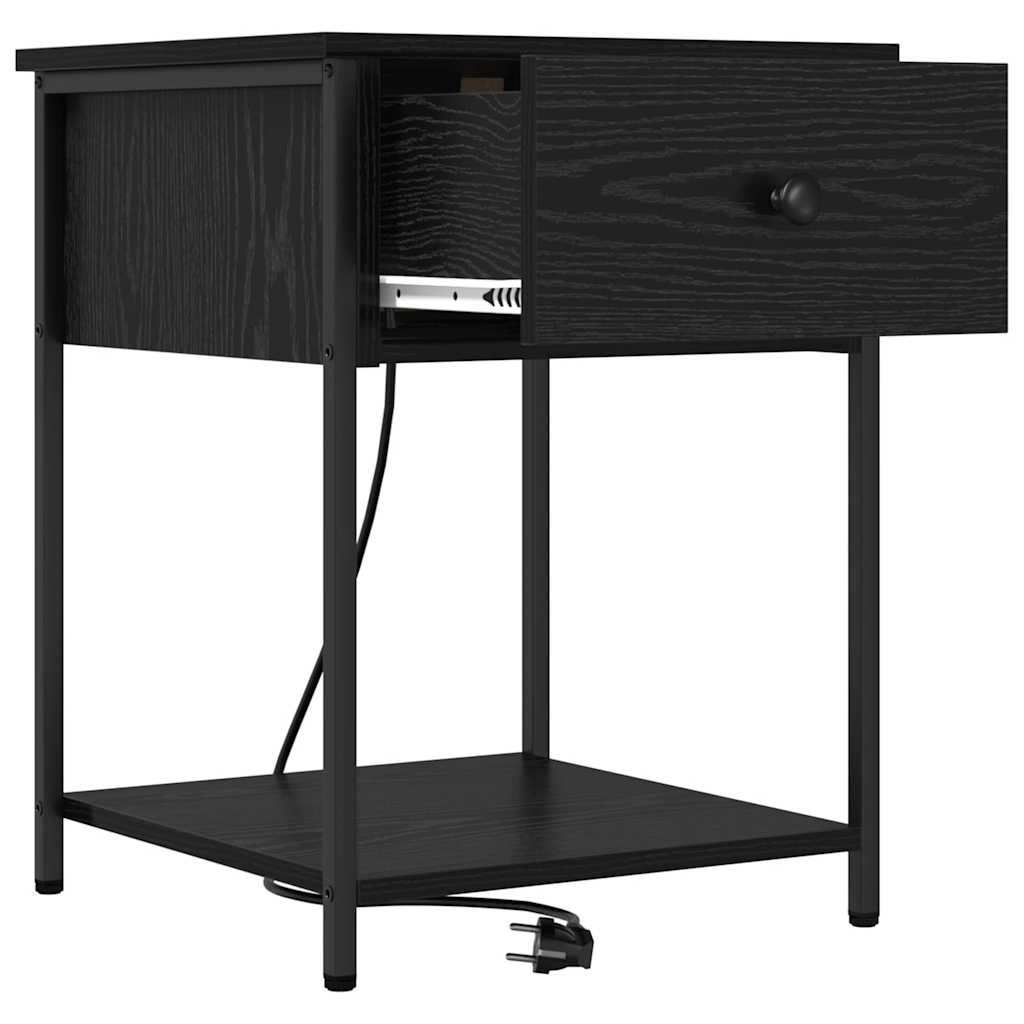 vidaXL Κομοδίνο 2 pcs Μαύρη Οξυά 42 x 41 x 56 εκ. Επεξεργασμένο ξύλο