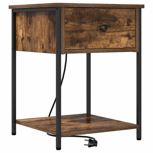 vidaXL Κομοδίνο Καπνιστό Δρύς 42 x 41 x 56 εκ. Επεξεργασμένο ξύλο