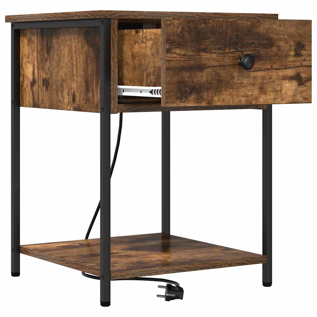 vidaXL Κομοδίνο Καπνιστό Δρύς 42 x 41 x 56 εκ. Επεξεργασμένο ξύλο