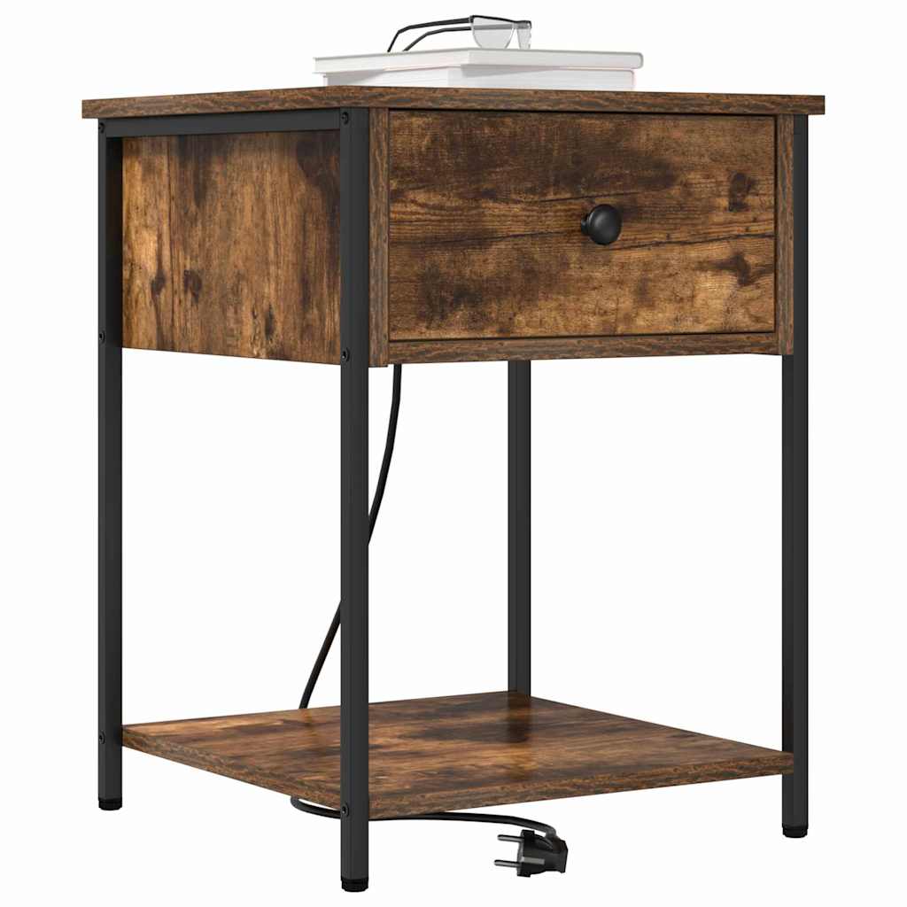 vidaXL Κομοδίνο Καπνιστό Δρύς 42 x 41 x 56 εκ. Επεξεργασμένο ξύλο