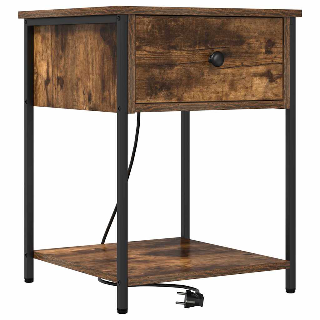 vidaXL Κομοδίνο με συρτάρι 2 pcs Καπνιστό Δρύς 42 x 41 x 56 εκ.