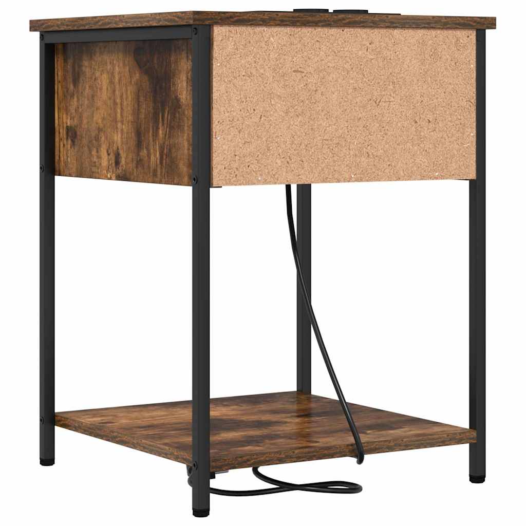 vidaXL Κομοδίνο με συρτάρι 2 pcs Καπνιστό Δρύς 42 x 41 x 56 εκ.