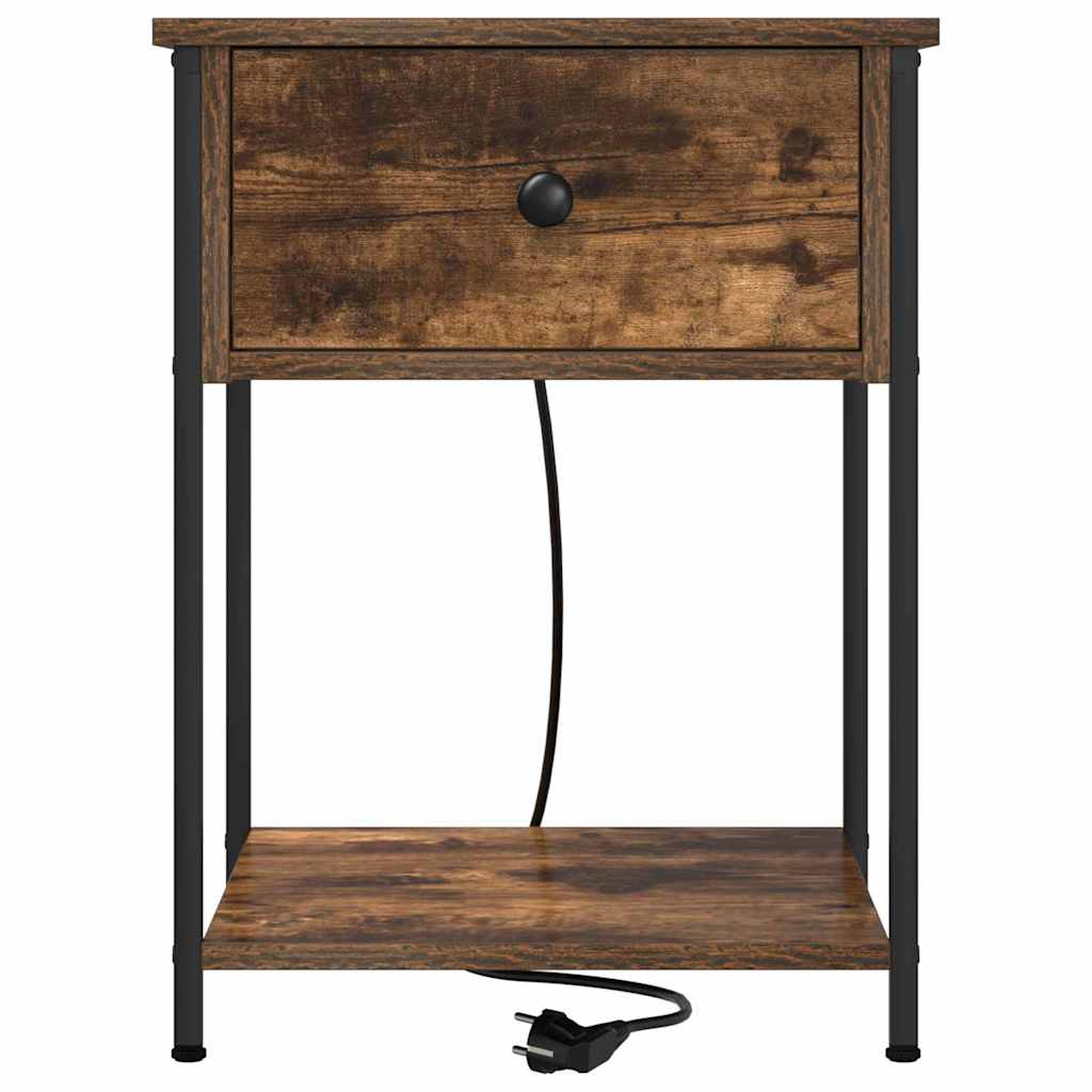vidaXL Κομοδίνο με συρτάρι 2 pcs Καπνιστό Δρύς 42 x 41 x 56 εκ.