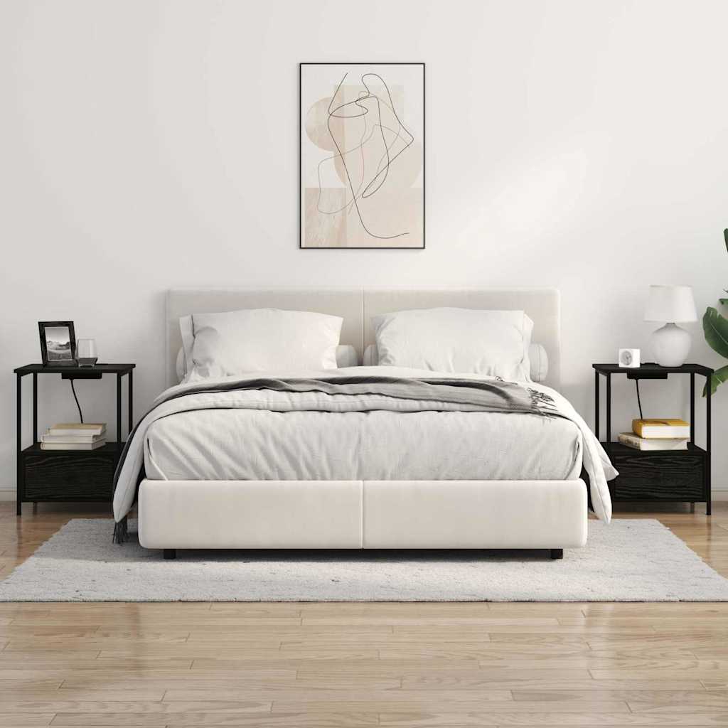 vidaXL Κομοδίνο 2 pcs Μαύρη Οξυά 42 x 41 x 56 εκ. Επεξεργασμένο ξύλο