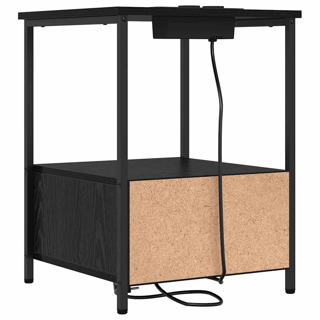 vidaXL Κομοδίνο 2 pcs Μαύρη Οξυά 42 x 41 x 56 εκ. Επεξεργασμένο ξύλο