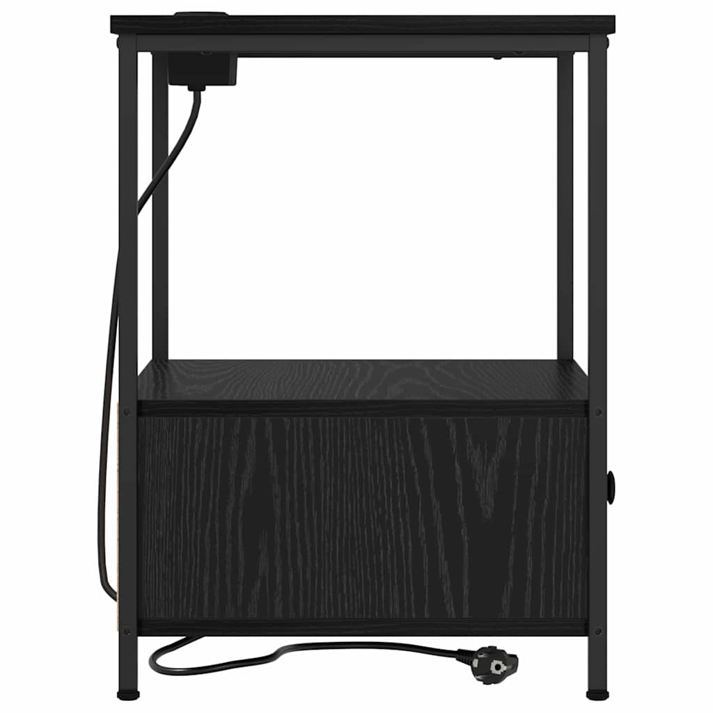 vidaXL Κομοδίνο 2 pcs Μαύρη Οξυά 42 x 41 x 56 εκ. Επεξεργασμένο ξύλο