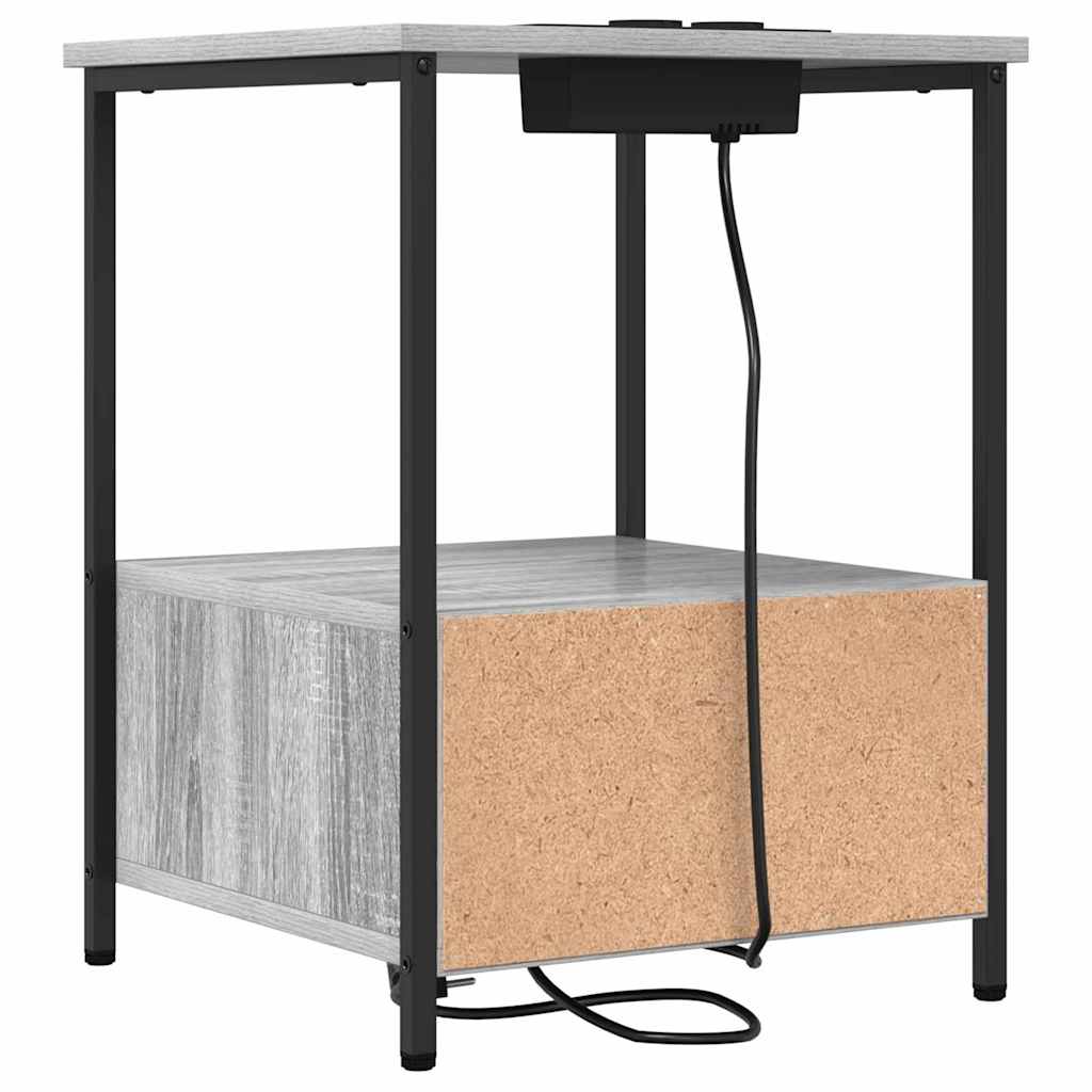 vidaXL Κομοδίνο με συρτάρι 2 pcs Γκρίζο Σονομα 42 x 41 x 56 εκ.