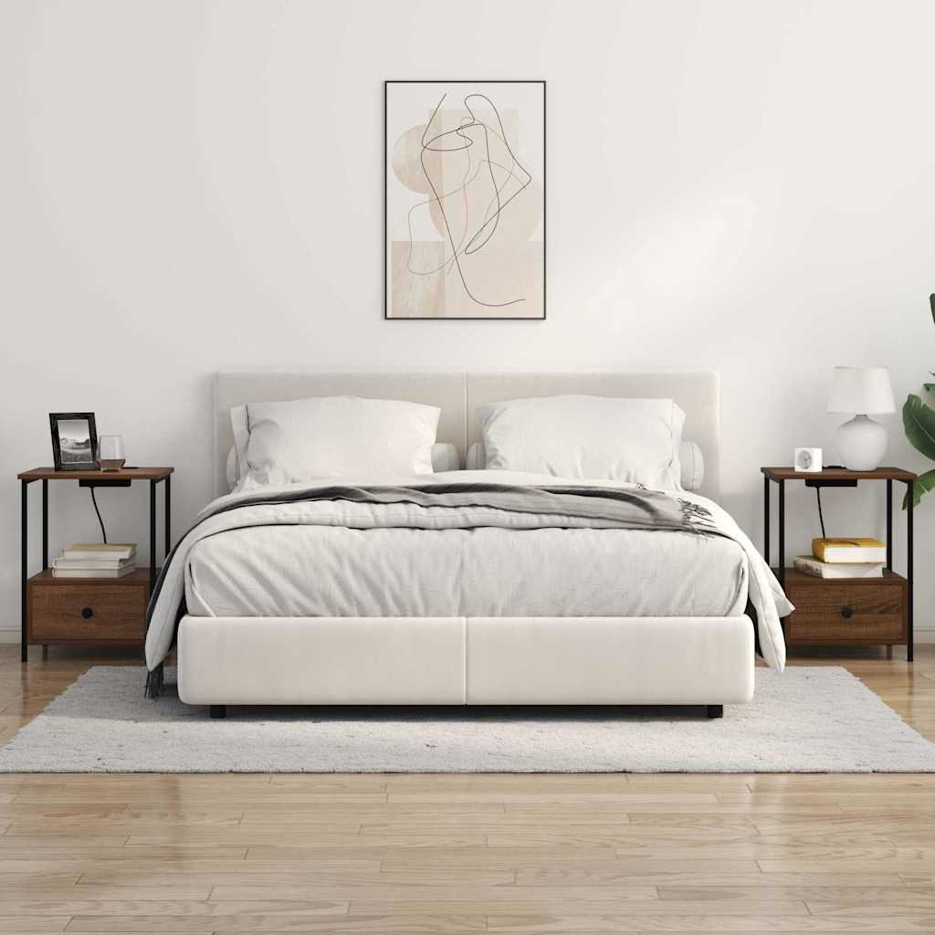 vidaXL Κομοδίνο 2 pcs Καφέ δρυς 42 x 41 x 56 εκ. Επεξεργασμένο ξύλο