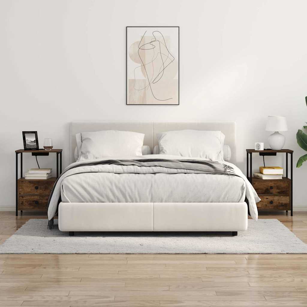 vidaXL Κομοδίνο με συρτάρι 2 pcs Καπνιστό Δρύς 40 x 31 x 60 εκ.