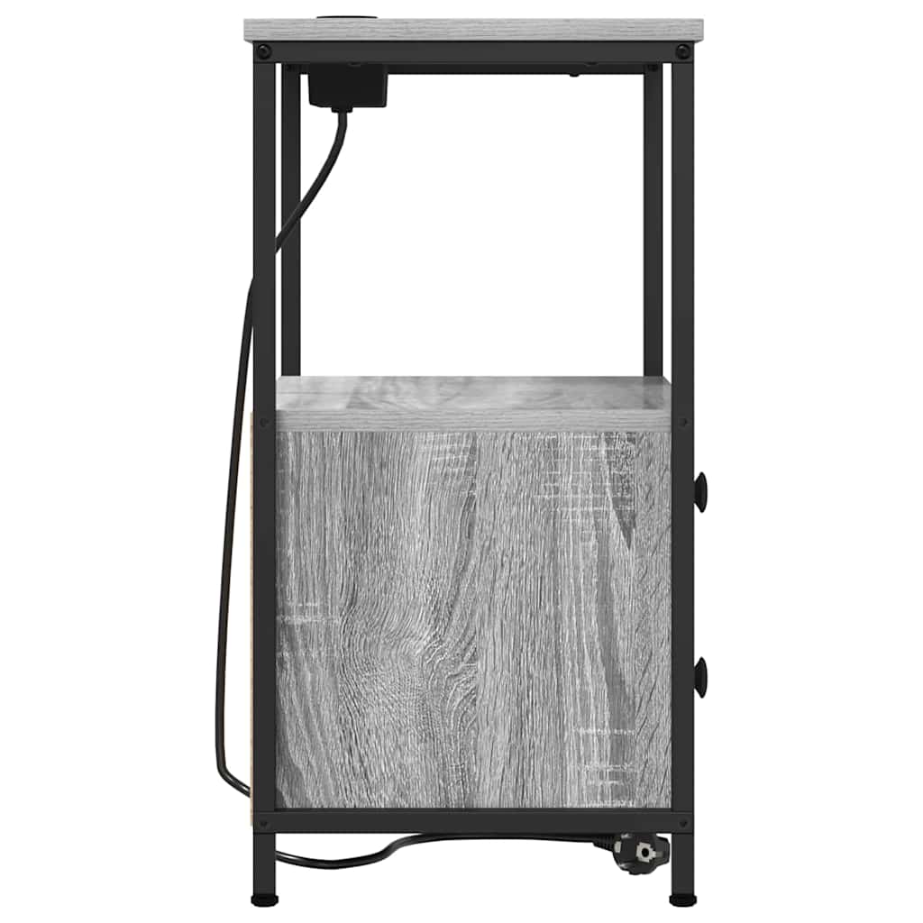 vidaXL Κομοδίνο με συρτάρι 2 pcs Γκρίζο Σονομα 40 x 31 x 60 εκ.