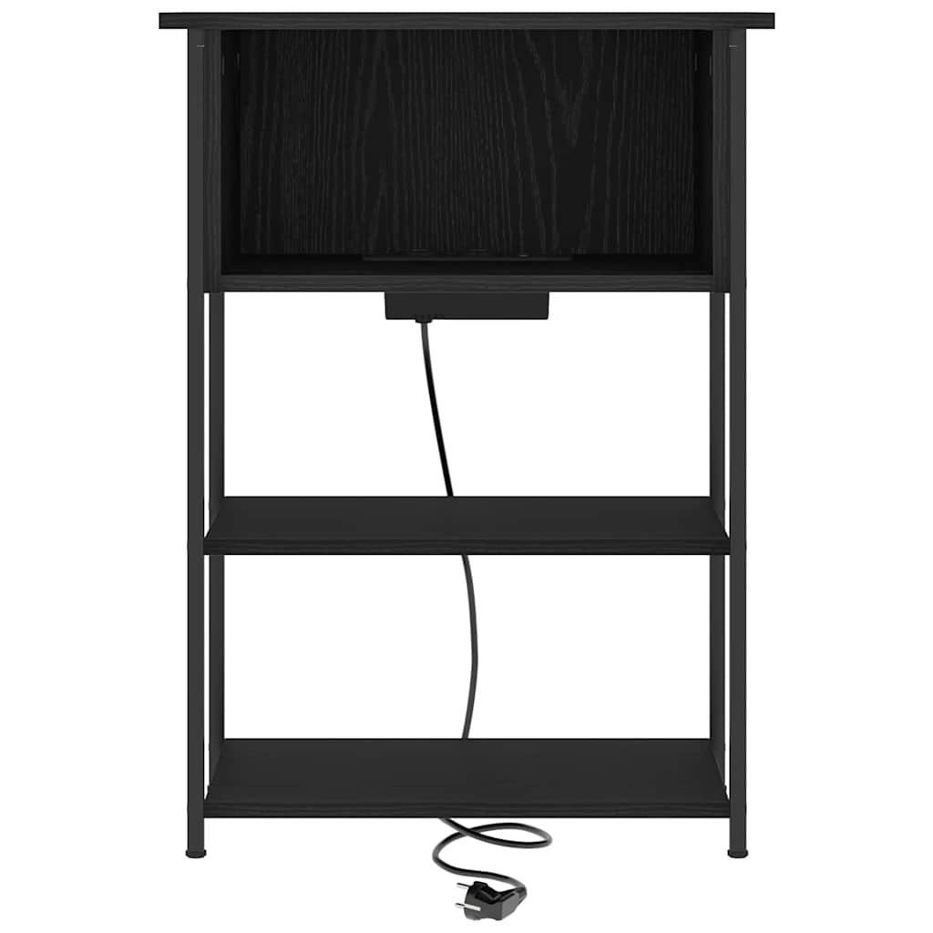 vidaXL Κομοδίνο Μαύρη Οξυά 38 x 31 x 61 εκ Επεξεργασμένο ξύλο