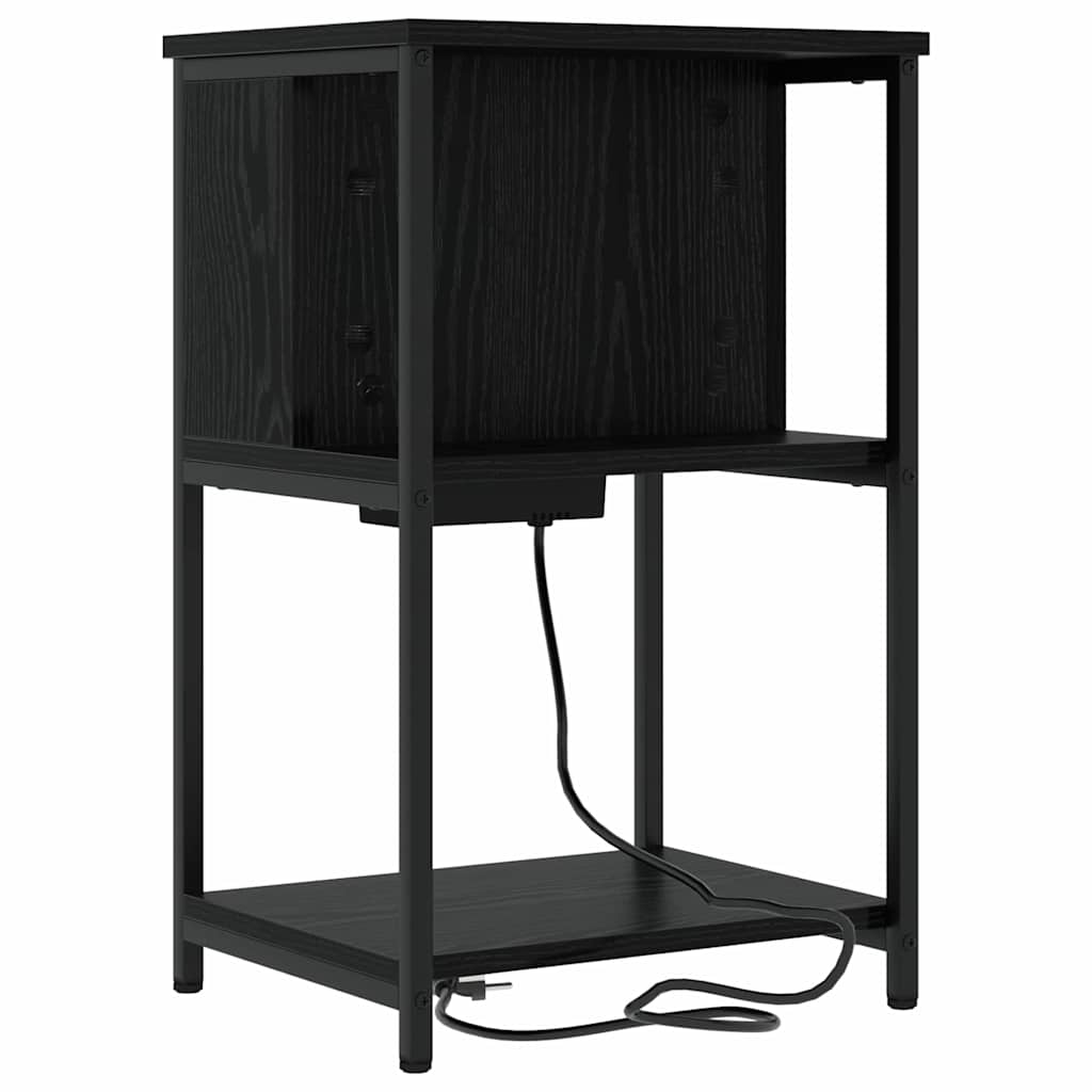 vidaXL Κομοδίνο 2 pcs Μαύρη Οξυά 38 x 31 x 61 εκ Επεξεργασμένο ξύλο