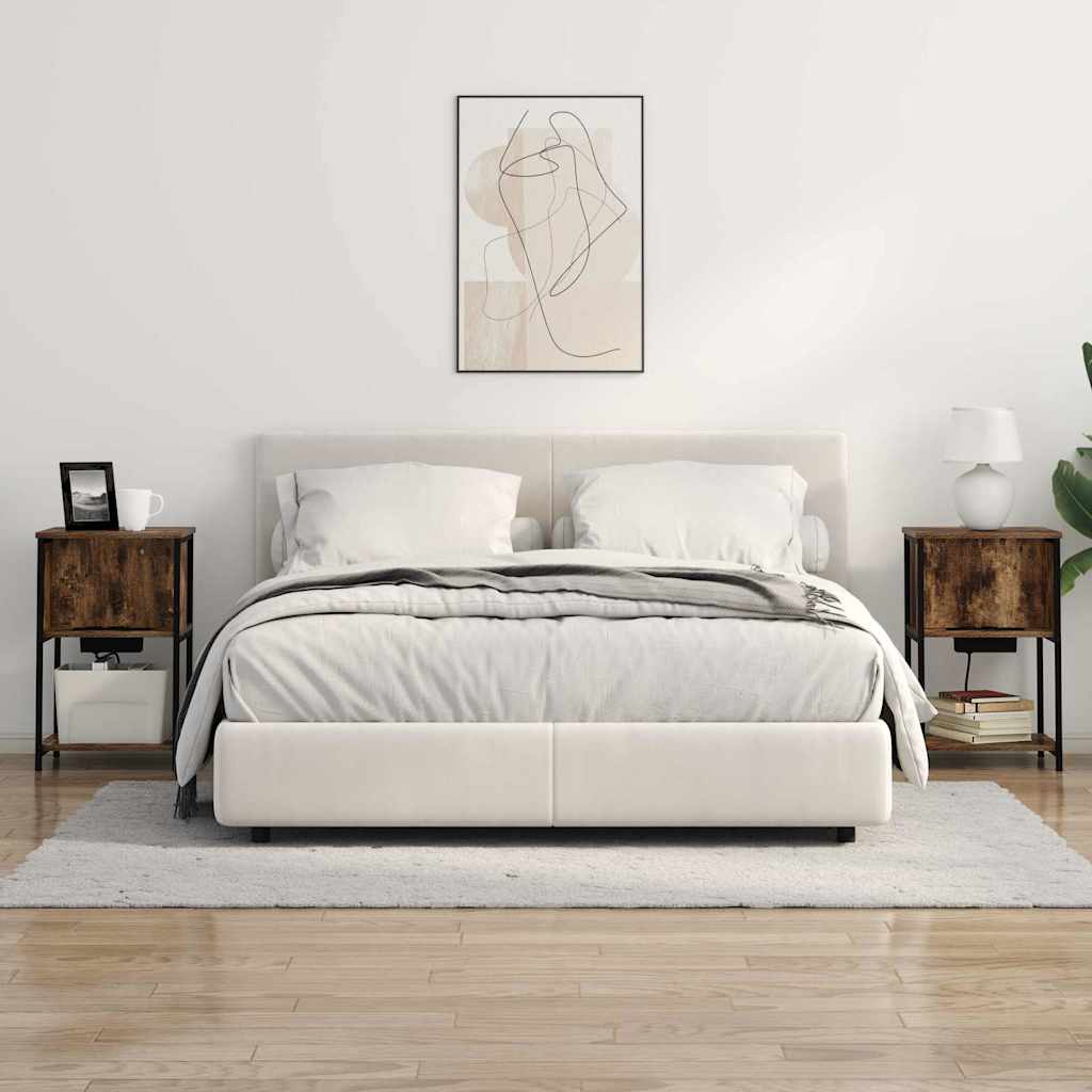 vidaXL Κομοδίνο Καπνιστό Δρύς 38 x 31 x 61 εκ Επεξεργασμένο ξύλο