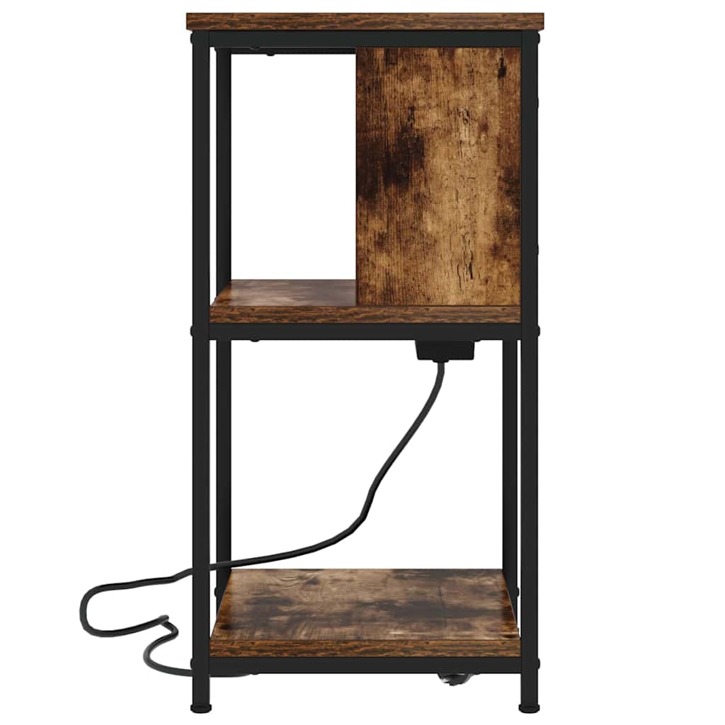 vidaXL Κομοδίνο Καπνιστό Δρύς 38 x 31 x 61 εκ Επεξεργασμένο ξύλο