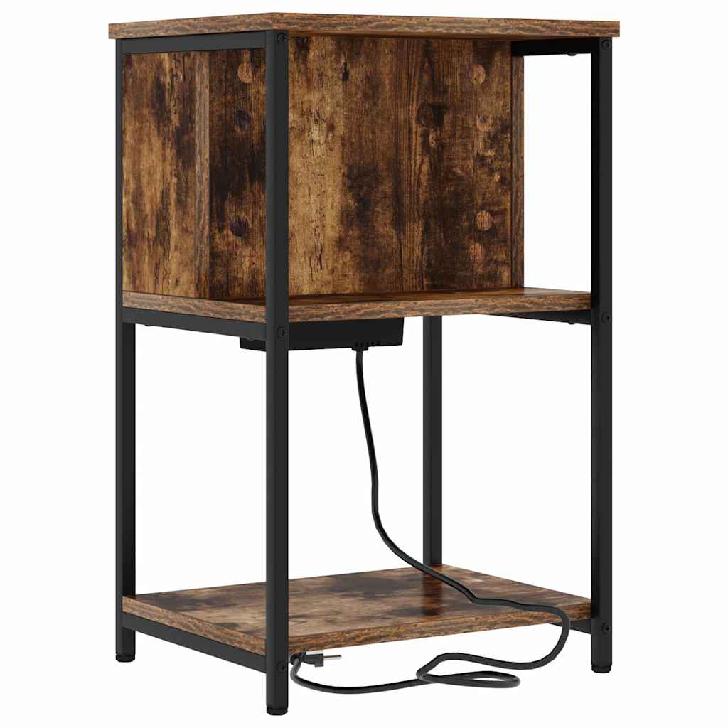 vidaXL Κομοδίνο 2 pcs Καπνιστό Δρύς 38 x 31 x 61 εκ Επεξεργασμένο ξύλο