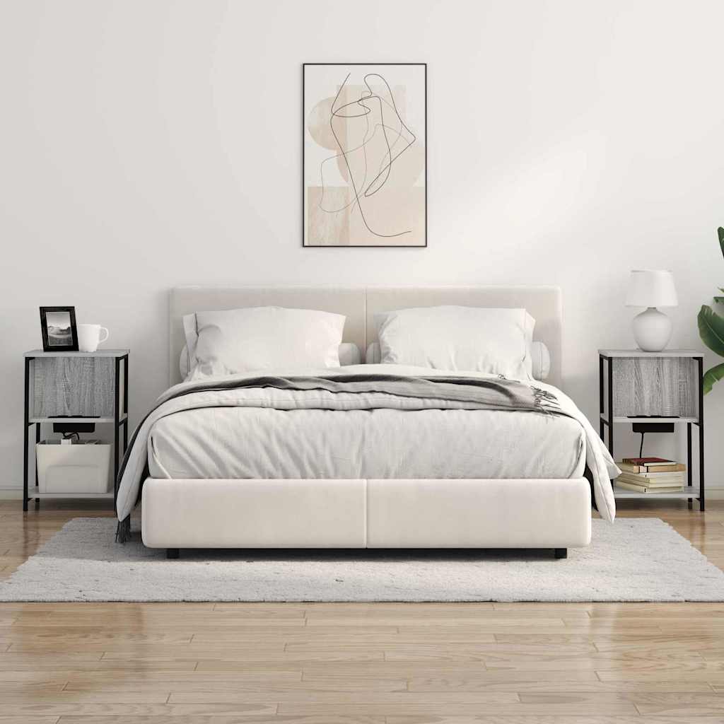 vidaXL Κομοδίνο 2 pcs Γκρίζο Σονομα 38 x 31 x 61 εκ Επεξεργασμένο ξύλο