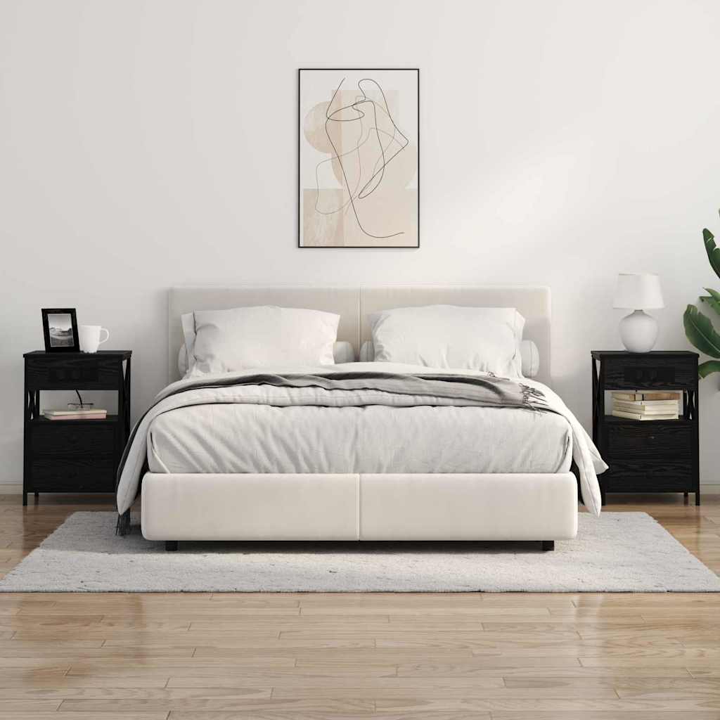 vidaXL Κομοδίνο Μαύρη Οξυά 40 x 31 x 60 εκ. Επεξεργασμένο ξύλο