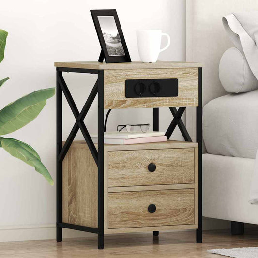 vidaXL Κομοδίνο 2 pcs Δρύς Sonoma 40 x 31 x 60 εκ. Επεξεργασμένο ξύλο
