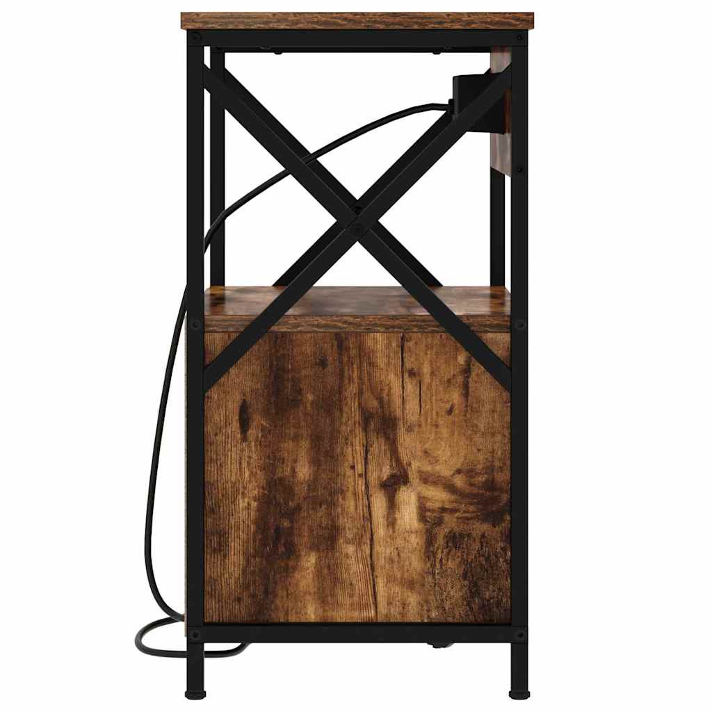 vidaXL Κομοδίνο με συρτάρι 2 pcs Καπνιστό Δρύς 40 x 31 x 60 εκ.