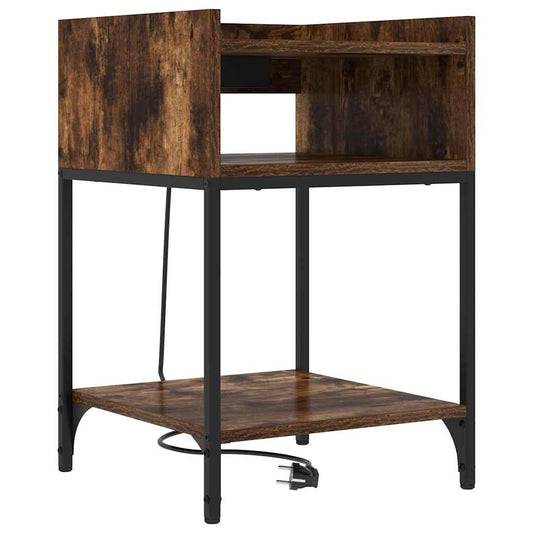 vidaXL Κομοδίνο Καπνιστό Δρύς 40 x 40 x 61 εκ Επεξεργασμένο ξύλο