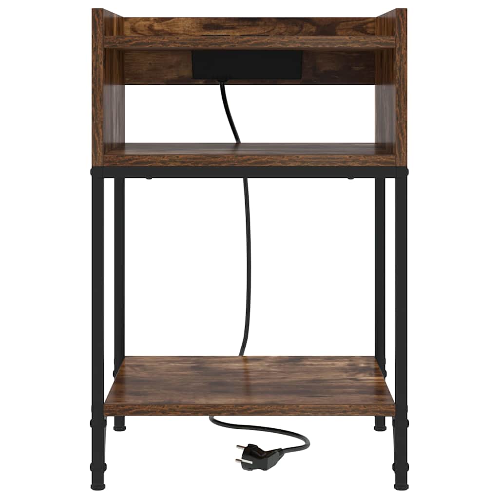 vidaXL Κομοδίνο 2 pcs Καπνιστό Δρύς 40 x 40 x 61 εκ Επεξεργασμένο ξύλο