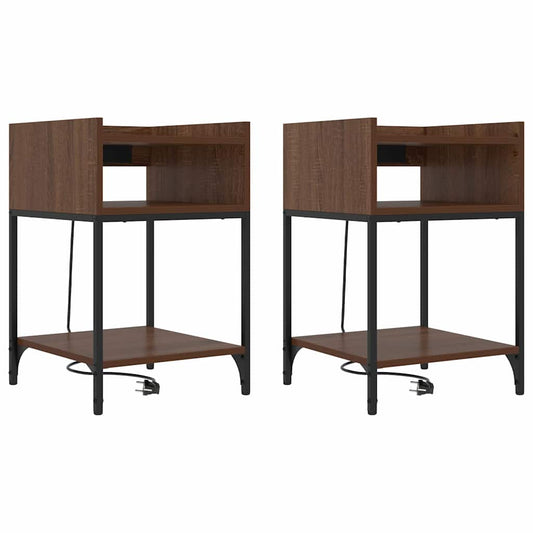vidaXL Κομοδίνο 2 pcs Καφέ δρυς 40 x 40 x 61 εκ Επεξεργασμένο ξύλο