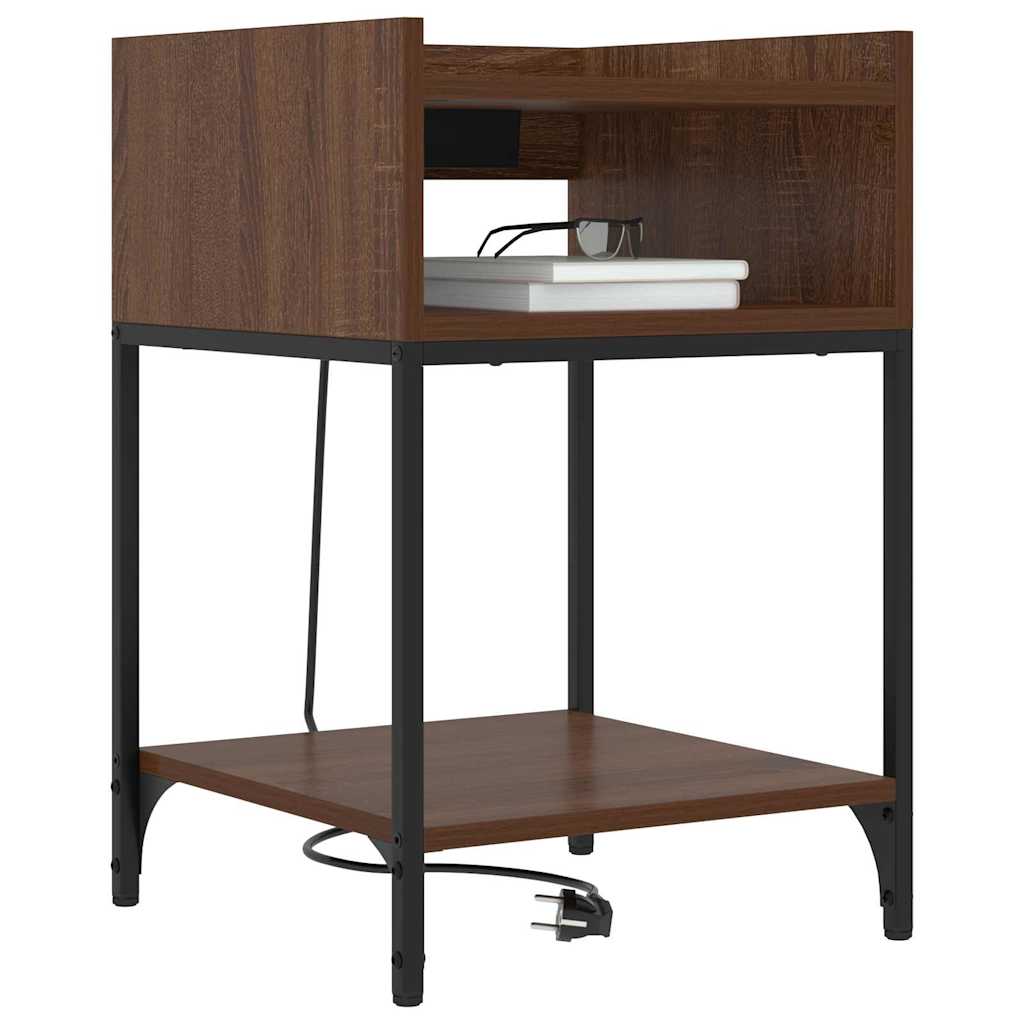 vidaXL Κομοδίνο 2 pcs Καφέ δρυς 40 x 40 x 61 εκ Επεξεργασμένο ξύλο