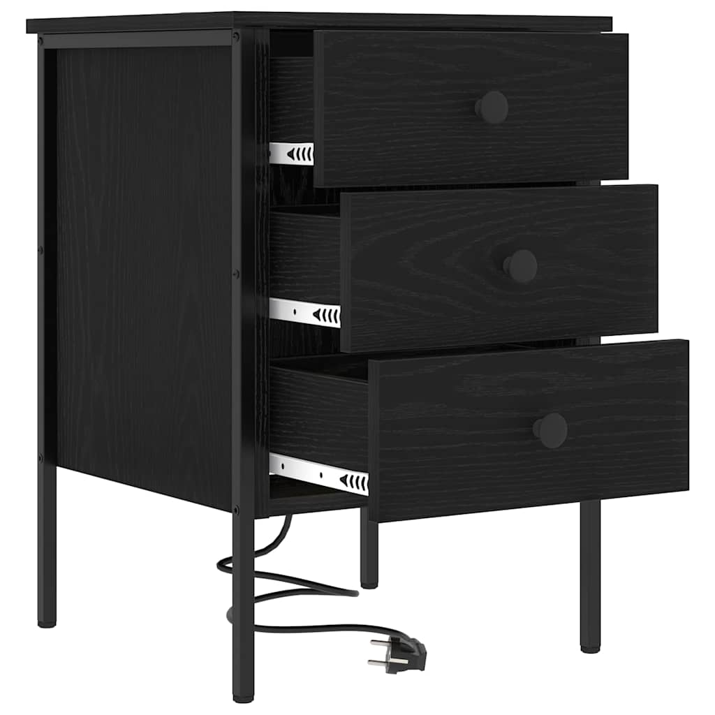 vidaXL Κομοδίνο 2 pcs Μαύρη Οξυά 42 x 41 x 61 εκ Επεξεργασμένο ξύλο