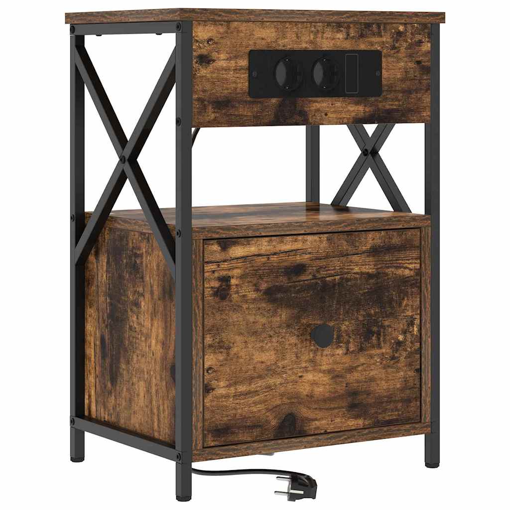 vidaXL Κομοδίνο Καπνιστό Δρύς 40 x 31 x 60 εκ. Επεξεργασμένο ξύλο