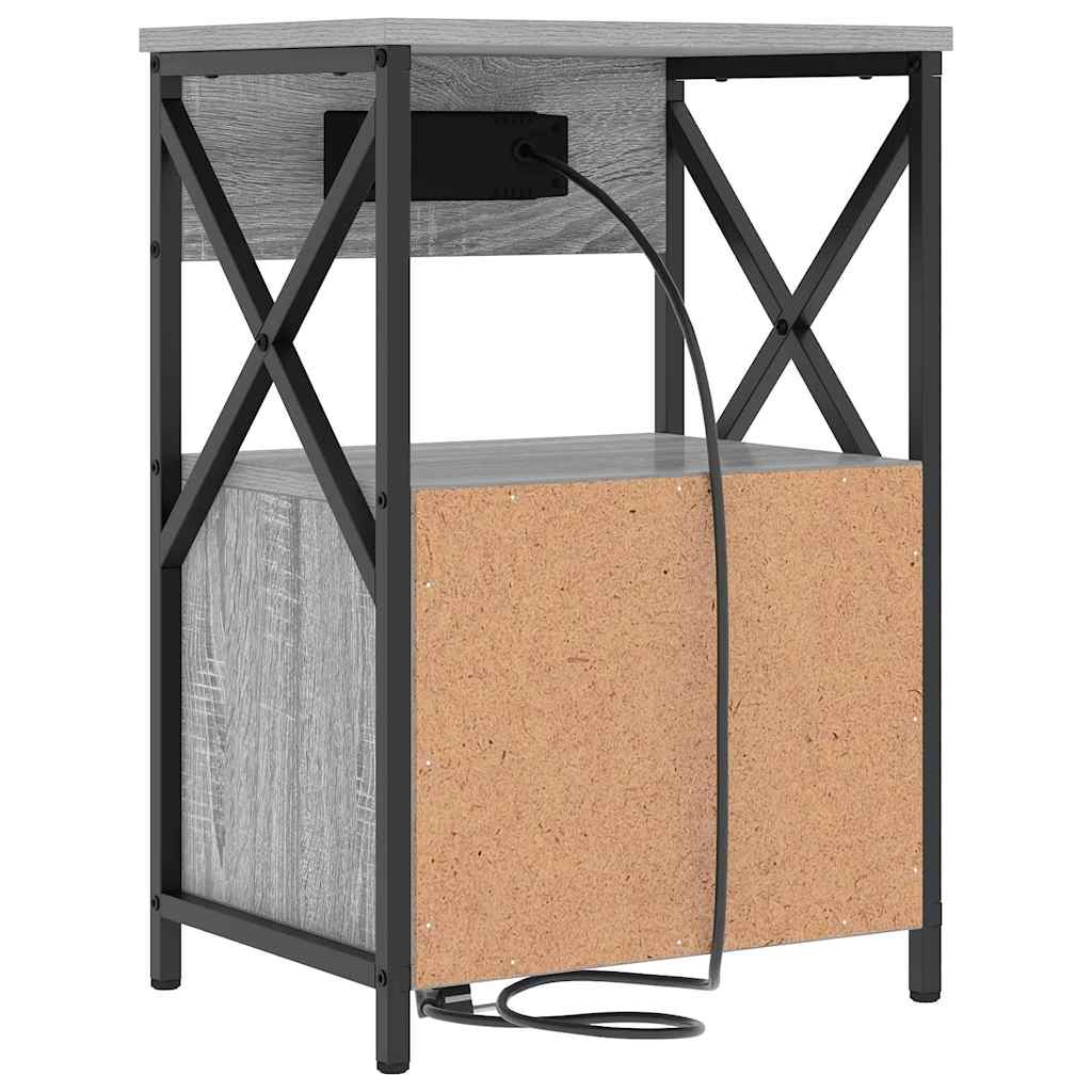 vidaXL Κομοδίνο με συρτάρι 2 pcs Γκρίζο Σονομα 40 x 31 x 60 εκ.