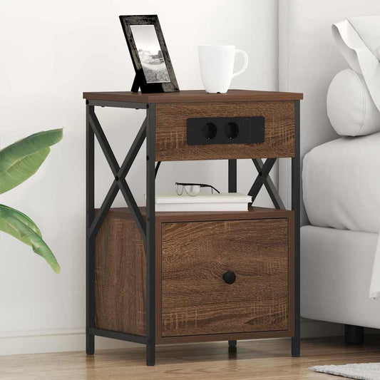 vidaXL Κομοδίνο 2 pcs Καφέ δρυς 40 x 31 x 60 εκ. Επεξεργασμένο ξύλο