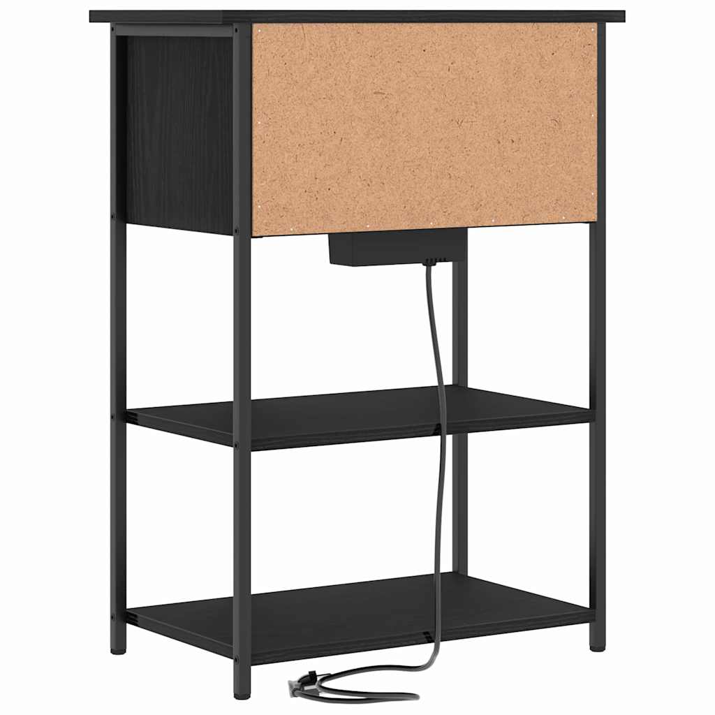 vidaXL Κομοδίνο Μαύρη Οξυά 55 x 31 x 76 εκ Επεξεργασμένο ξύλο