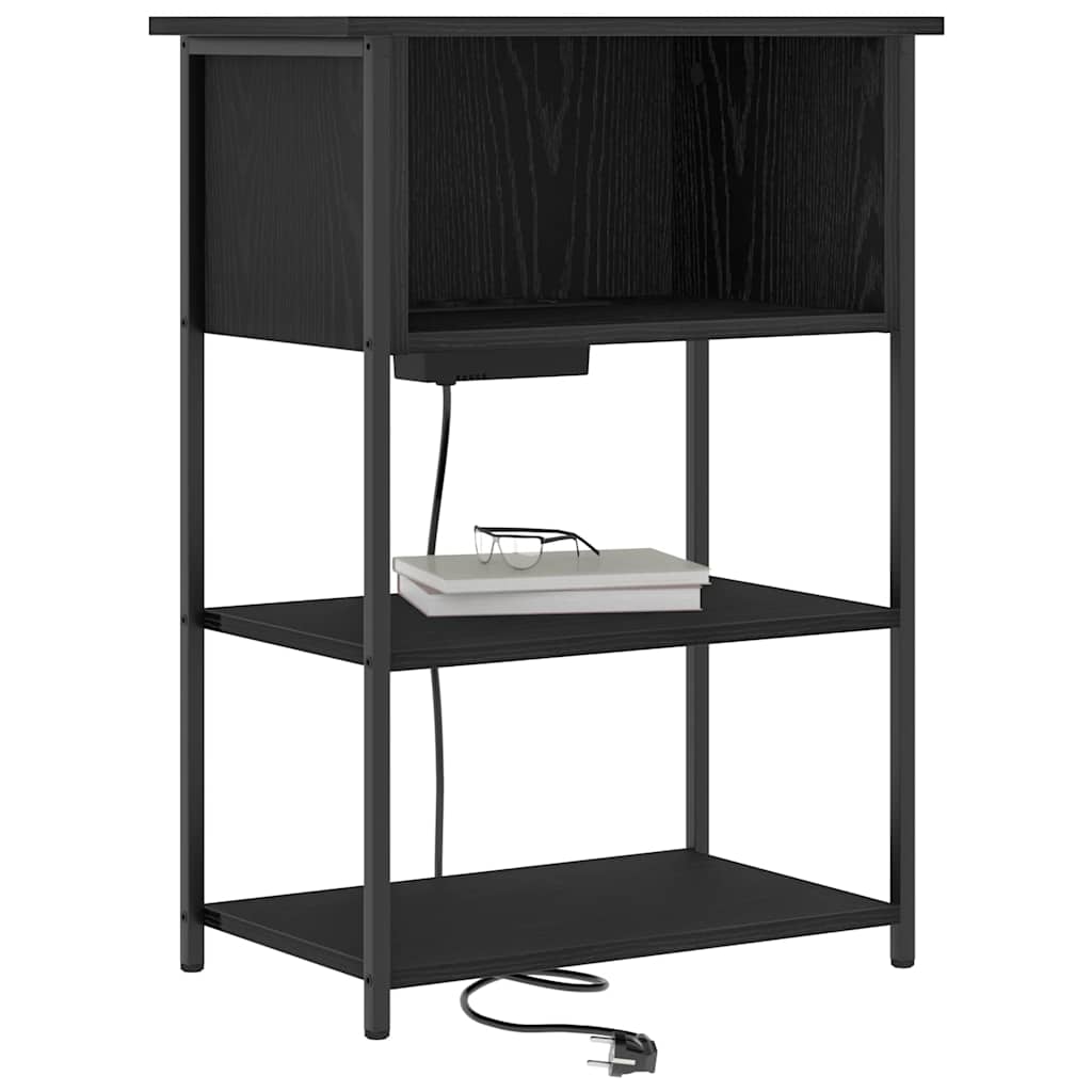 vidaXL Κομοδίνο Μαύρη Οξυά 55 x 31 x 76 εκ Επεξεργασμένο ξύλο