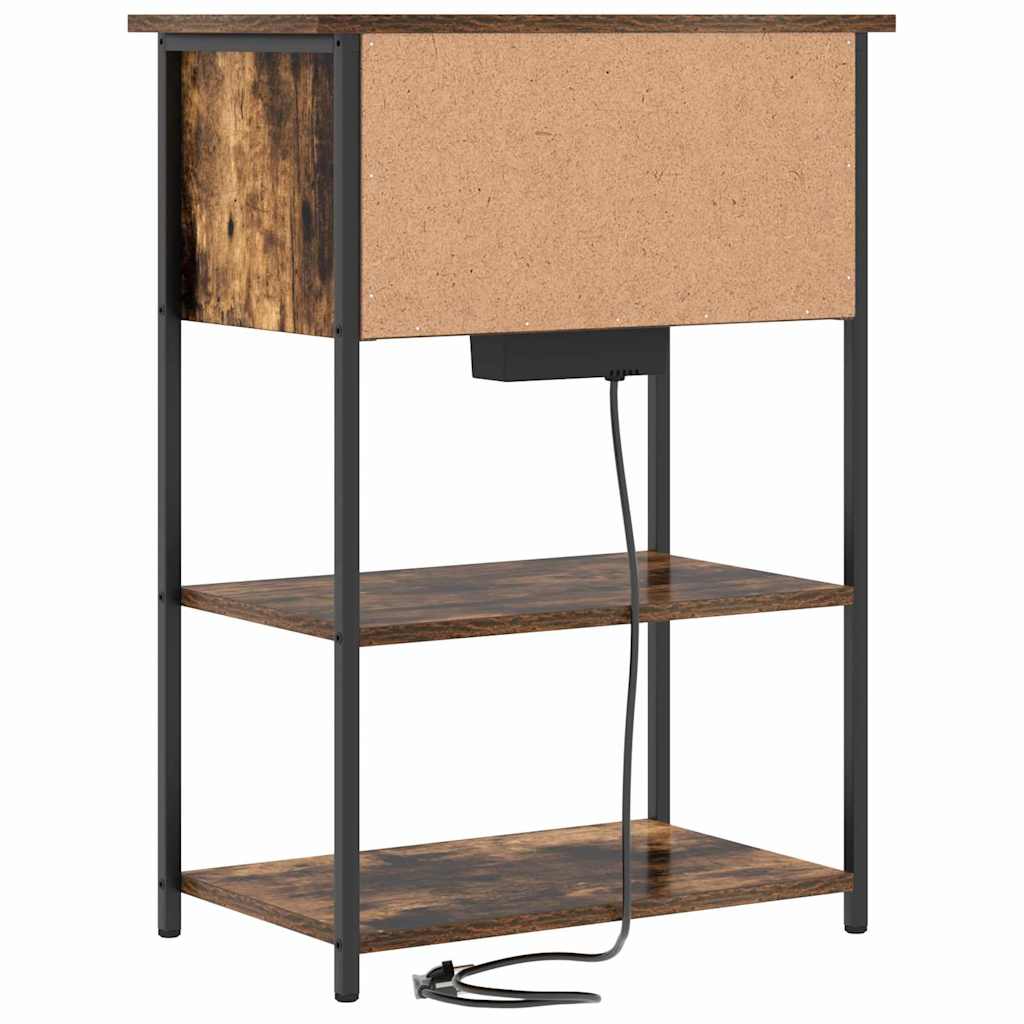 vidaXL Κομοδίνο Καπνιστό Δρύς 55 x 31 x 76 εκ Επεξεργασμένο ξύλο