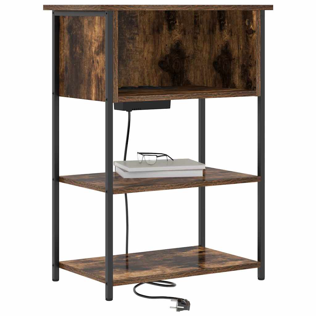 vidaXL Κομοδίνο Καπνιστό Δρύς 55 x 31 x 76 εκ Επεξεργασμένο ξύλο