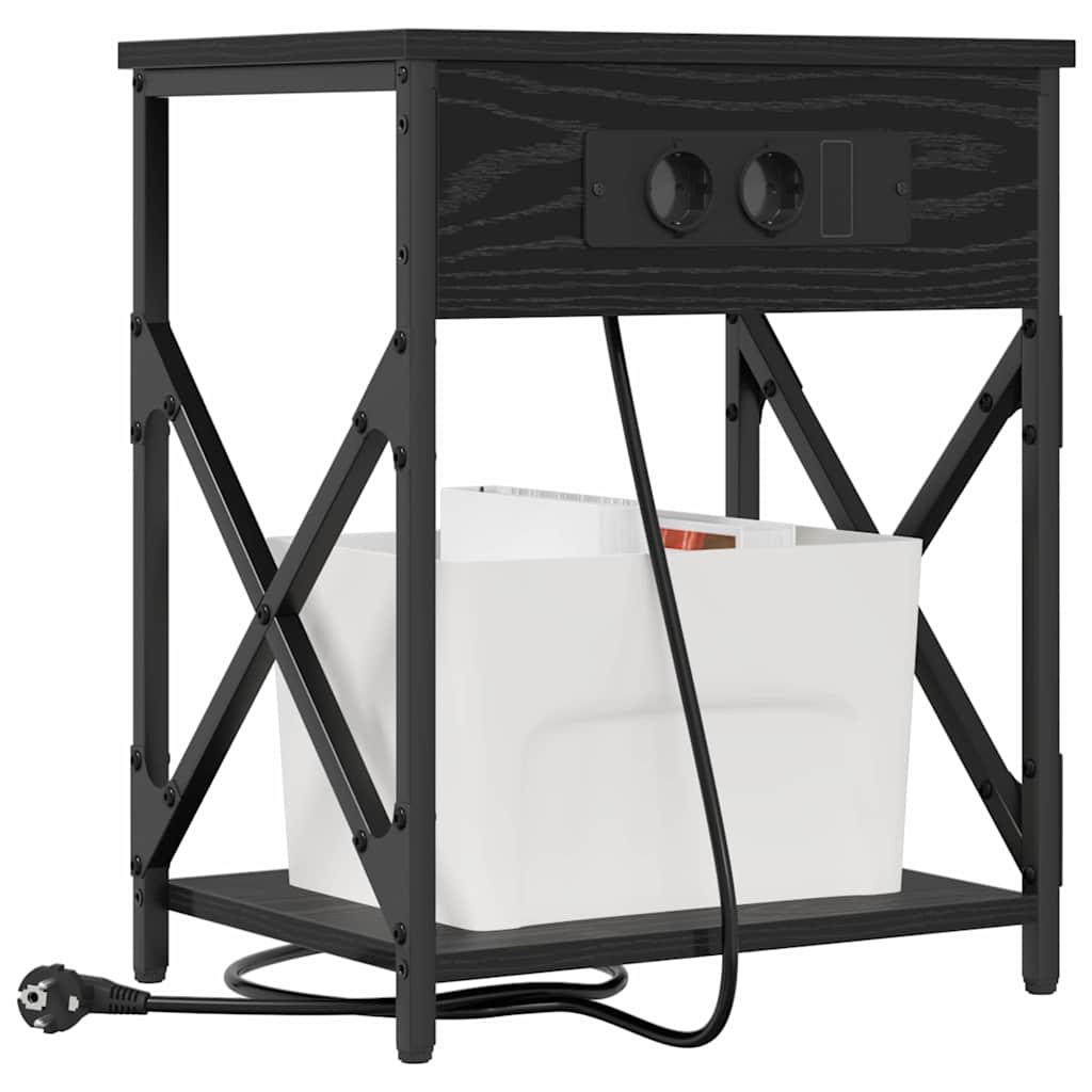 vidaXL Κομοδίνο Μαύρη Οξυά 41 x 31 x 51 εκ. Επεξεργασμένο ξύλο