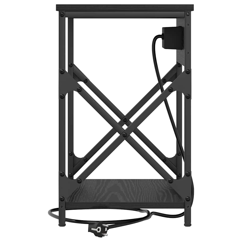 vidaXL Κομοδίνο 2 pcs Μαύρη Οξυά 41 x 31 x 51 εκ. Επεξεργασμένο ξύλο