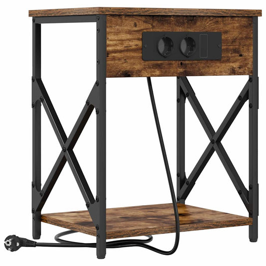 vidaXL Κομοδίνο Καπνιστό Δρύς 41 x 31 x 51 εκ. Επεξεργασμένο ξύλο