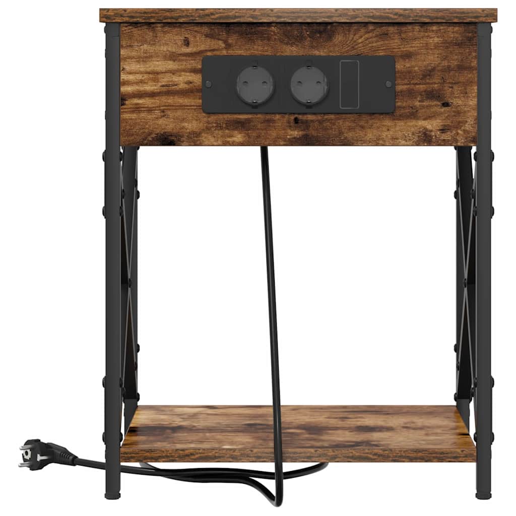 vidaXL Κομοδίνο 2 pcs Καπνιστό Δρύς 41 x 31 x 51 εκ.