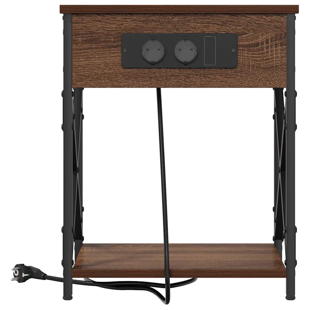 vidaXL Κομοδίνο 2 pcs Καφέ δρυς 41 x 31 x 51 εκ. Επεξεργασμένο ξύλο