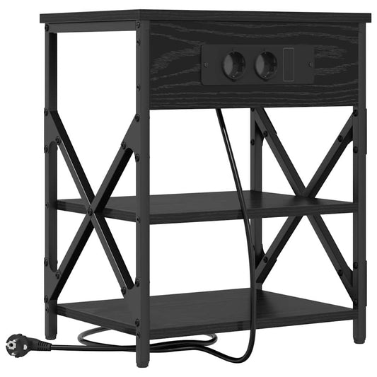 vidaXL Κομοδίνο με ράφι Μαύρη Οξυά 41 x 31 x 51 εκ. Επεξεργασμένο ξύλο