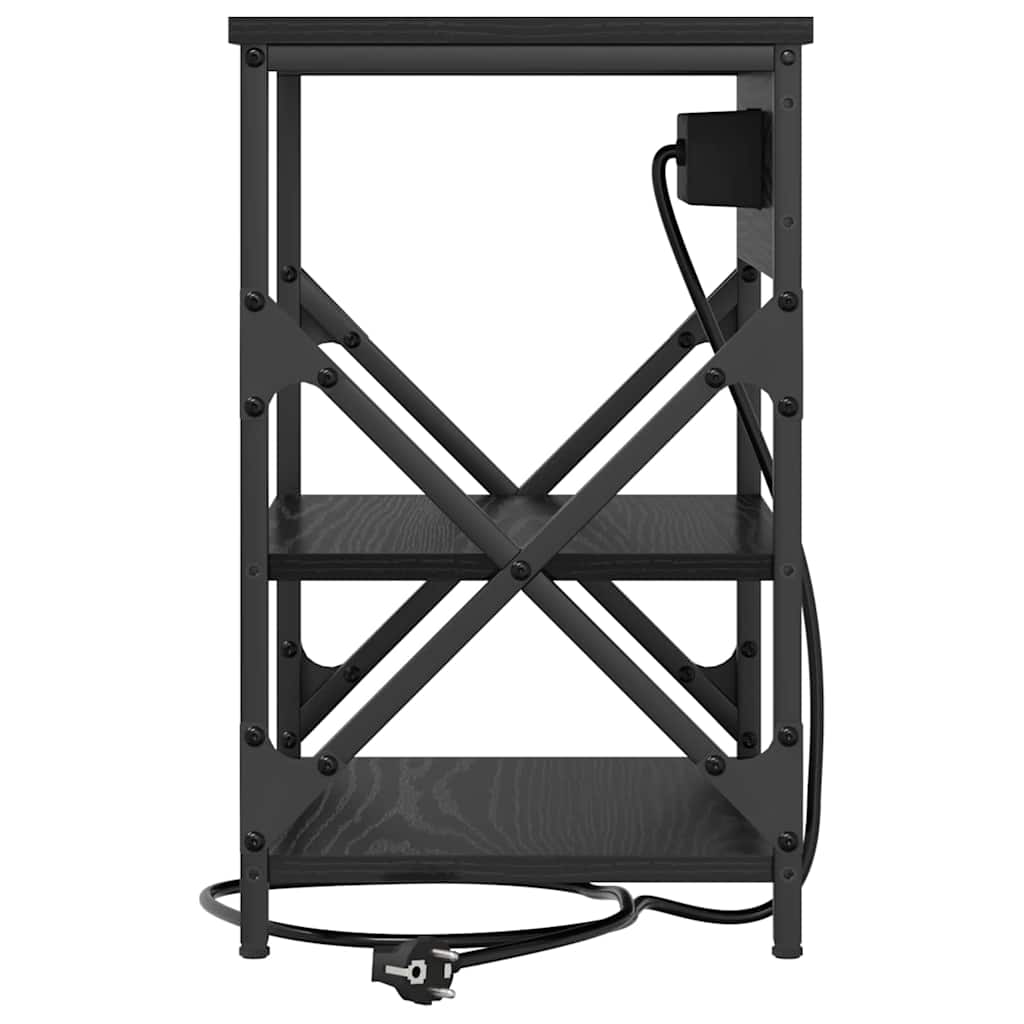 vidaXL Κομοδίνο 2 pcs Μαύρη Οξυά 41 x 31 x 51 εκ. Επεξεργασμένο ξύλο