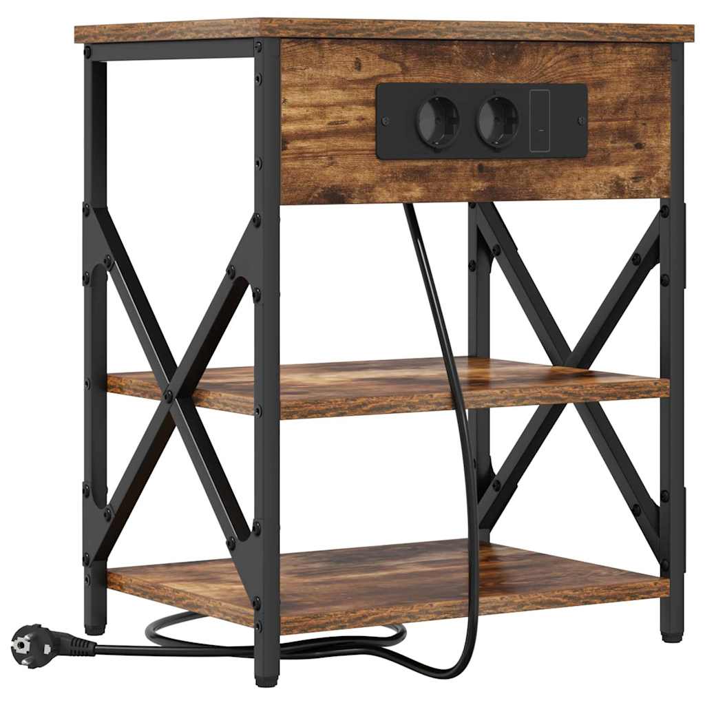 vidaXL Κομοδίνο με ράφι 2 pcs Καπνιστό Δρύς 41 x 31 x 51 εκ.