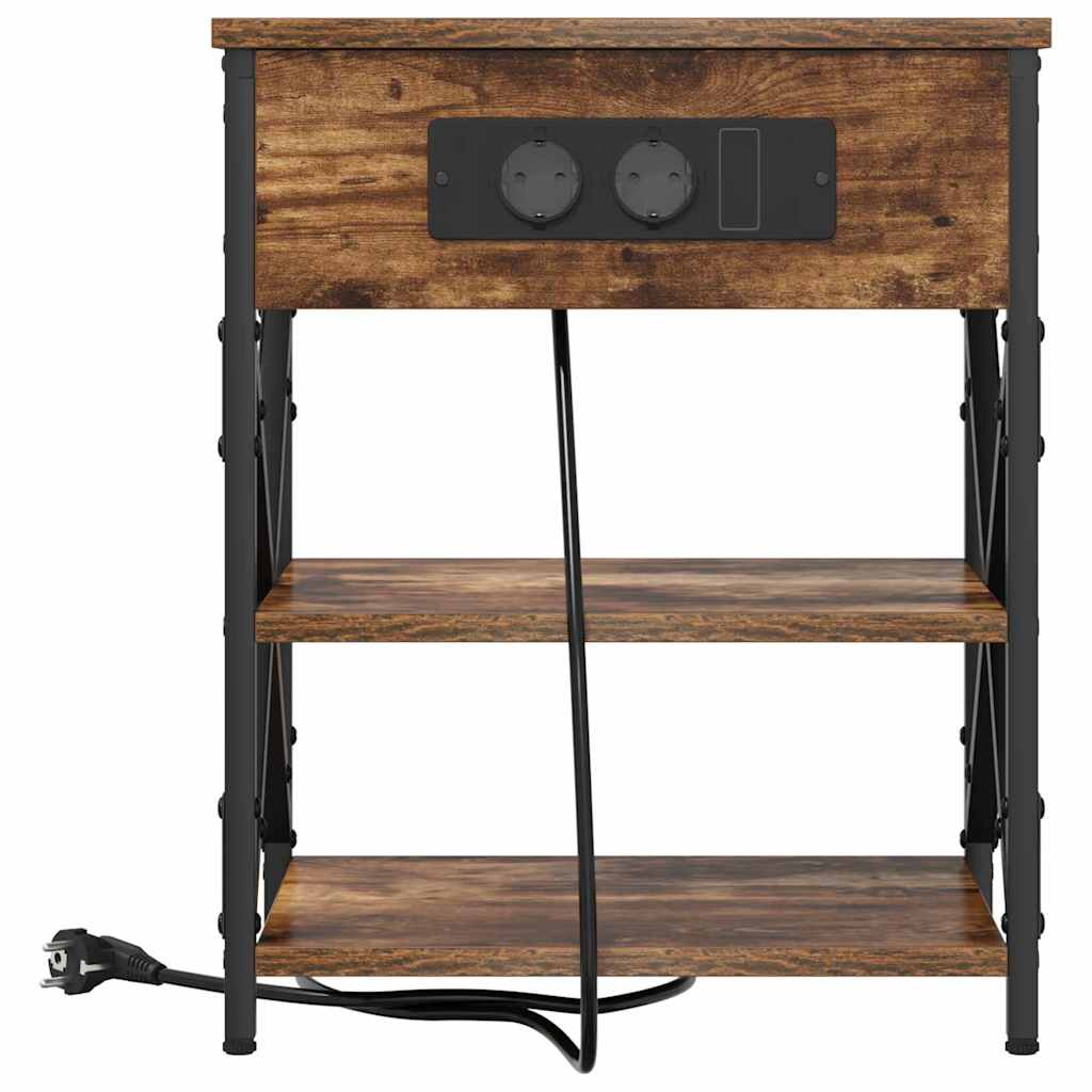 vidaXL Κομοδίνο με ράφι 2 pcs Καπνιστό Δρύς 41 x 31 x 51 εκ.