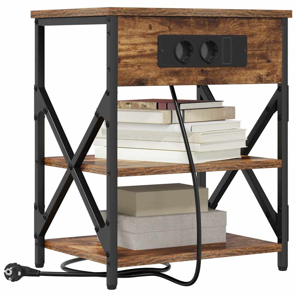 vidaXL Κομοδίνο με ράφι 2 pcs Καπνιστό Δρύς 41 x 31 x 51 εκ.