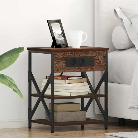 vidaXL Κομοδίνο με ράφι Καφέ δρυς 41 x 31 x 51 εκ. Επεξεργασμένο ξύλο