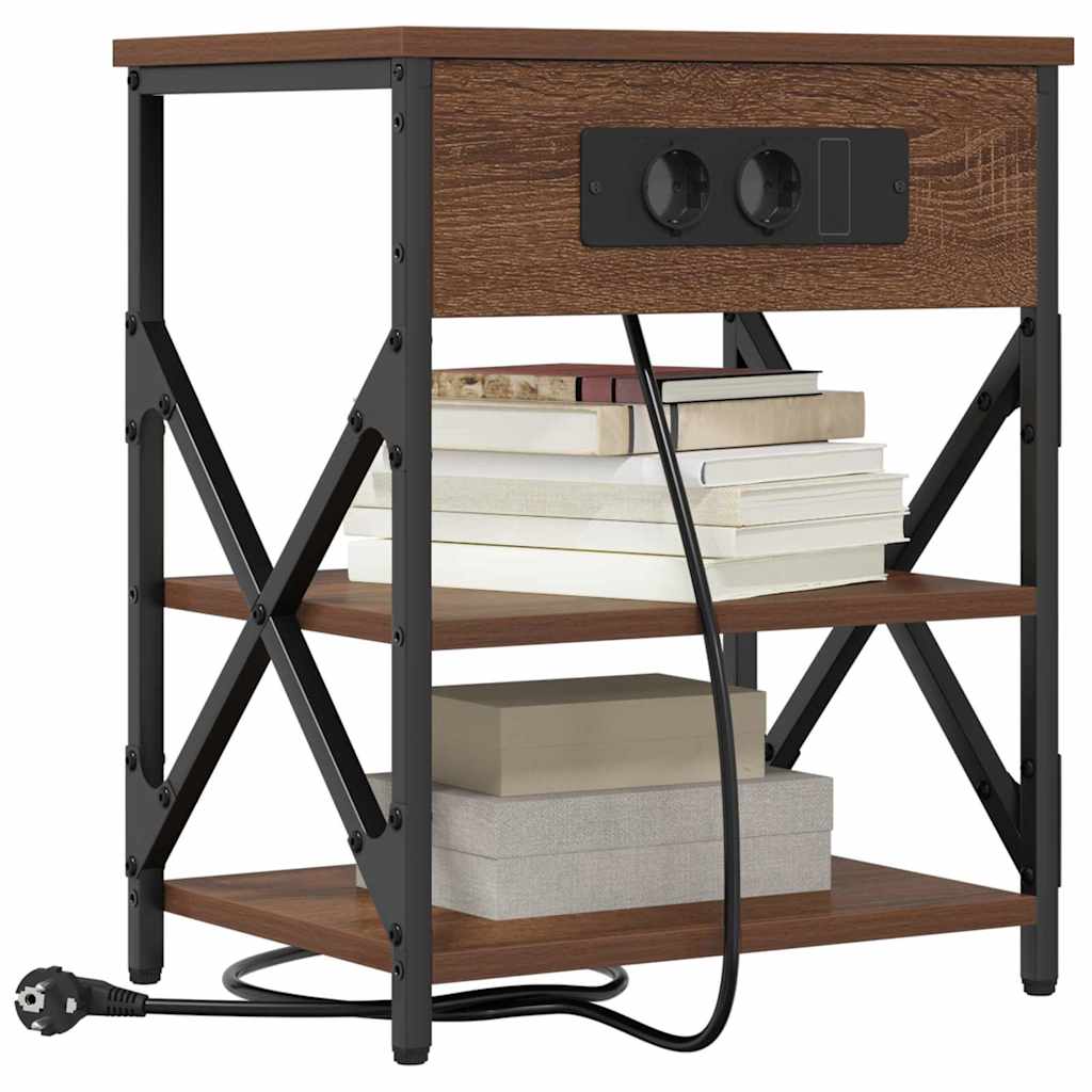 vidaXL Κομοδίνο 2 pcs Καφέ δρυς 41 x 31 x 51 εκ. Επεξεργασμένο ξύλο