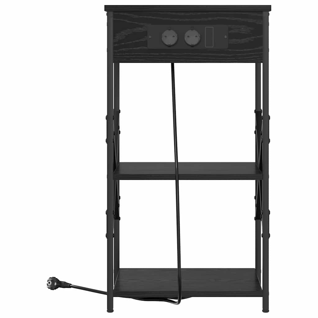 vidaXL Κομοδίνο με ράφι Μαύρη Οξυά 41 x 31 x 76 εκ. Επεξεργασμένο ξύλο