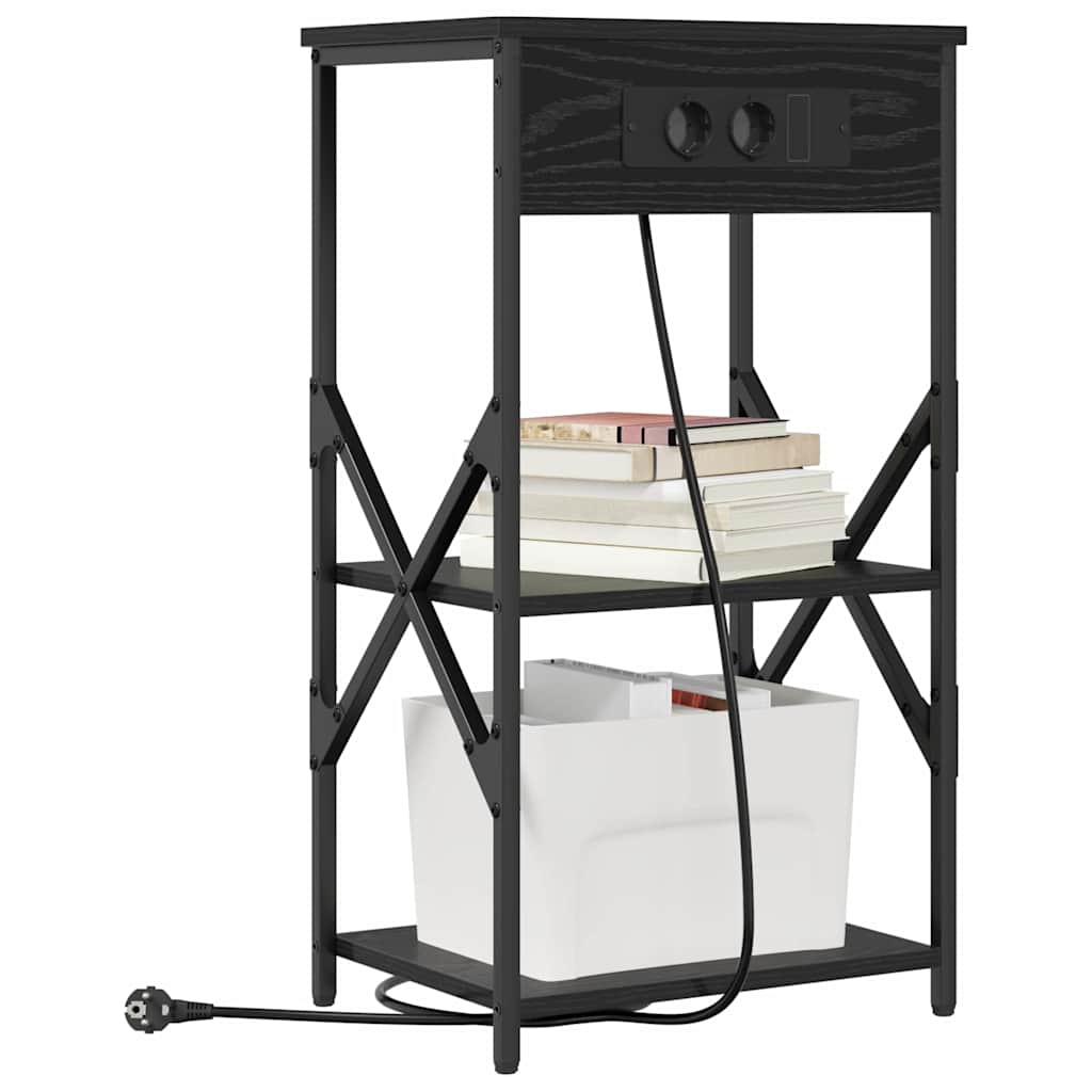 vidaXL Κομοδίνο 2 pcs Μαύρη Οξυά 41 x 31 x 76 εκ. Επεξεργασμένο ξύλο